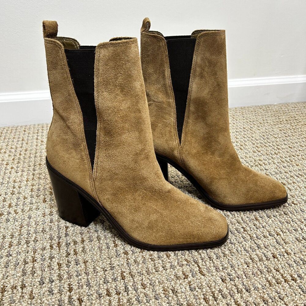 NEW Marc Fisher LTD Kristie Heeled Boots Brown Suede Women's Size 8.5 M